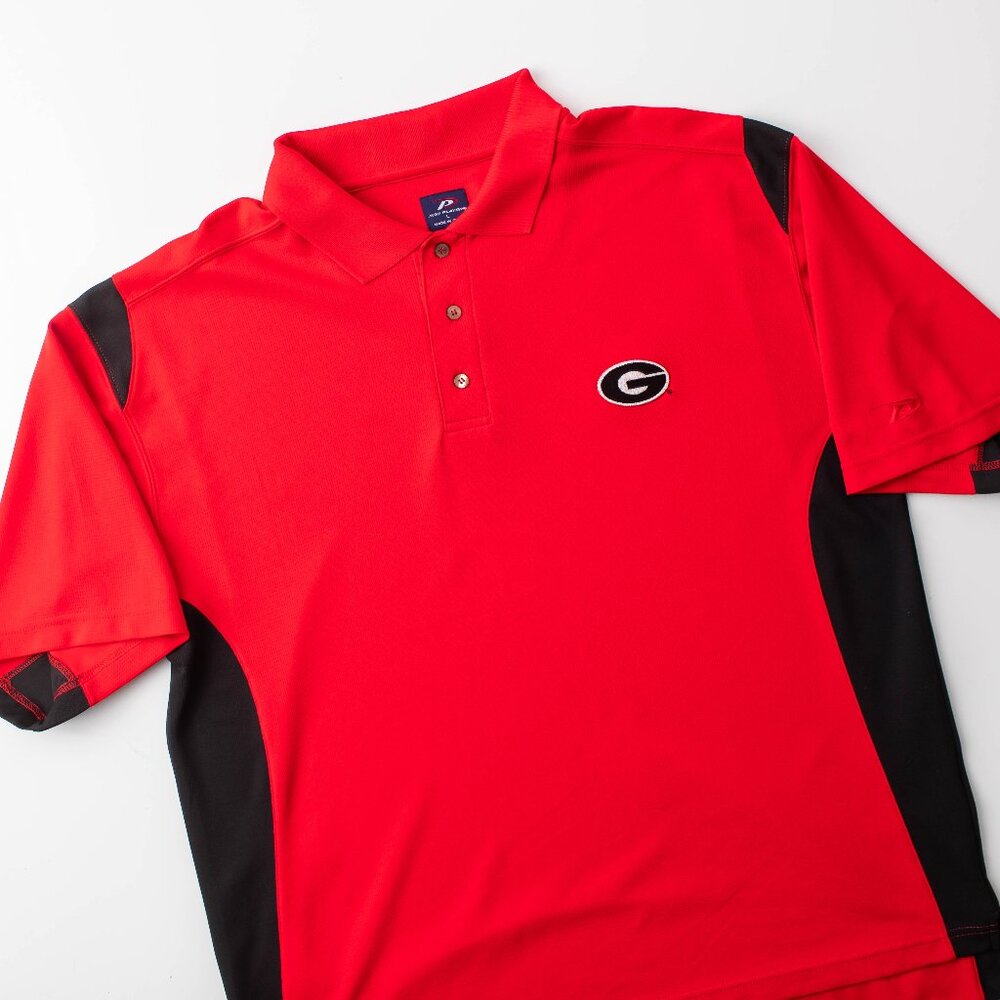 Georgia Bulldogs Football Pro Player Men's Large Red Black Polo‎ Shirt